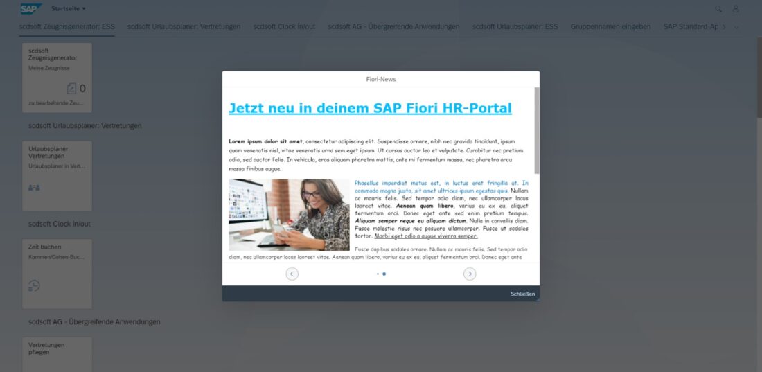 scdsoft sap fiori launchpad news app